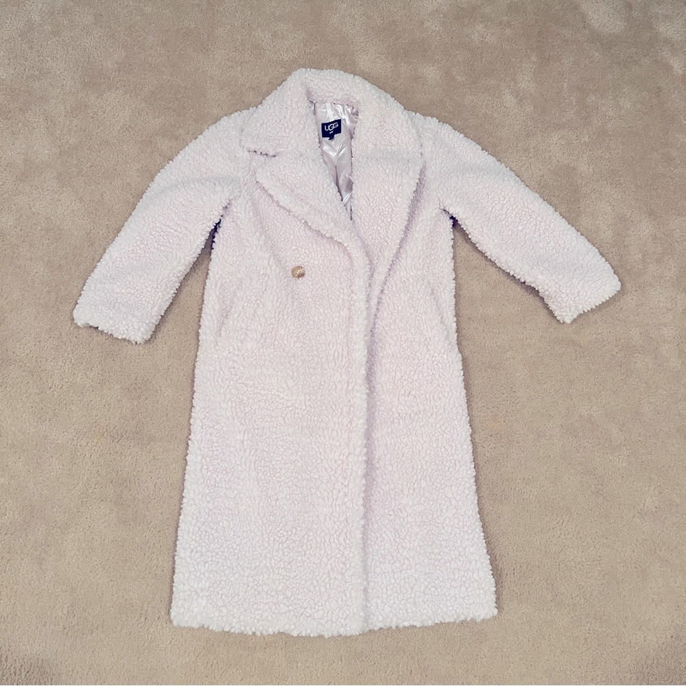 UGG Long Teddy Coat in white